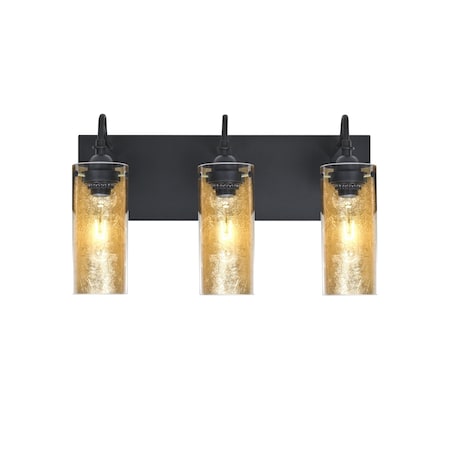Besa Lighting Duke Vanity, Gold Foil, Black, 3x60W Incandescent 3WG-DUKEGF-BK